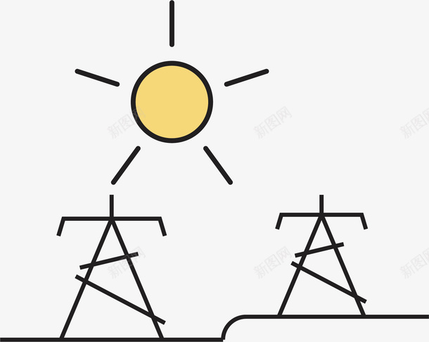 儿童简笔画矢量图ai免抠素材_新图网 https://ixintu.com 儿童 太阳 电线架 简笔画 矢量图