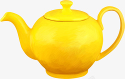 手绘黄色茶壶素材