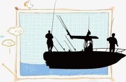 钓鱼的小女孩钓鱼卡通人物高清图片