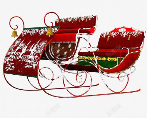 雪橇车透明png免抠素材_新图网 https://ixintu.com 圣诞老人 圣诞节 红色 雪橇车