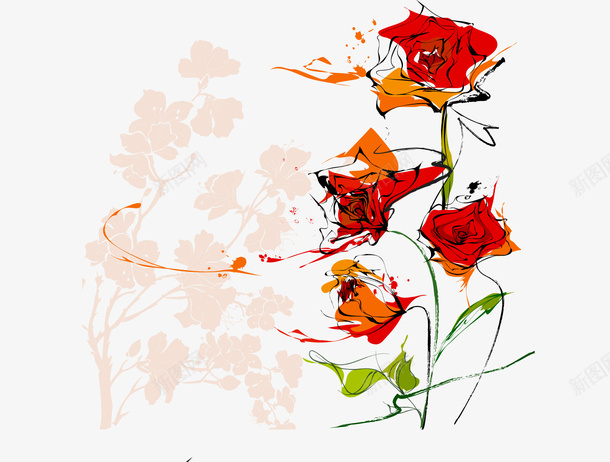 玫瑰花矢量图ai免抠素材_新图网 https://ixintu.com 抽象花朵 玫瑰花 花朵 矢量图
