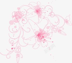 教师节线条粉色花朵素材