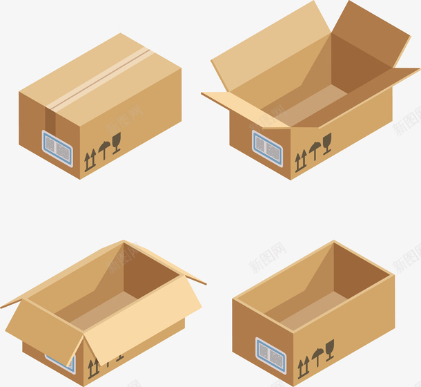 四个箱子矢量图eps免抠素材_新图网 https://ixintu.com 四个 四个箱子 矢量箱子 箱子 箱子PNG 褐色 褐色箱子 矢量图