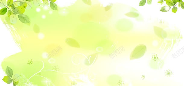 绿叶花朵绿色清新背景图png免抠素材_新图网 https://ixintu.com 清新 绿叶 绿色 花朵