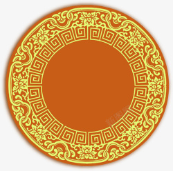 棕色中国风盘子装饰图案素材