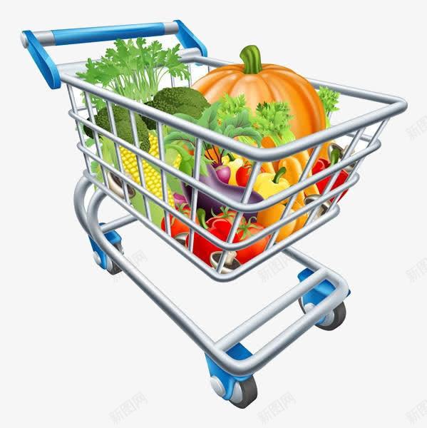 卡通购物车png免抠素材_新图网 https://ixintu.com 卡通 水果 蔬菜 购物车素材