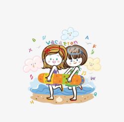 女孩去游泳素材