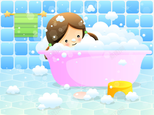 洗澡女孩儿童活动海报背景背景