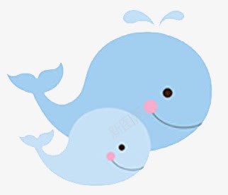 可爱的鲸鱼一家png免抠素材_新图网 https://ixintu.com 动物 卡通 蓝色