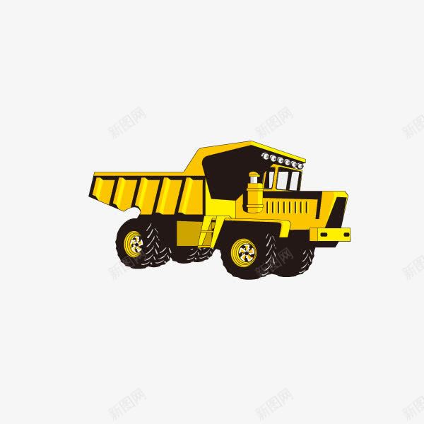卡通黄色的货车元素png免抠素材_新图网 https://ixintu.com 创意 动漫动画 卡通 货车 重型工程车 黄色