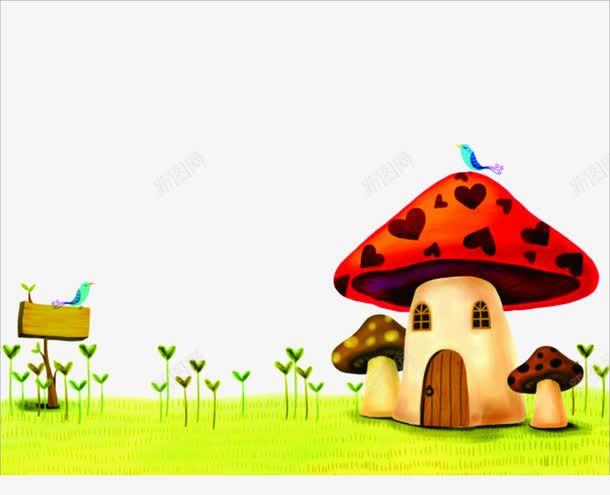 彩色蘑菇屋png免抠素材_新图网 https://ixintu.com 卡通 可爱 童话 蘑菇屋