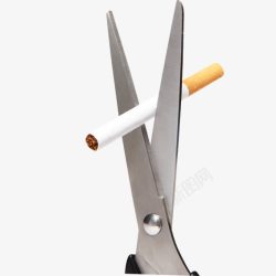 剪刀剪断香烟素材