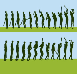2组2组动态打棒球人物剪影背景矢量图高清图片