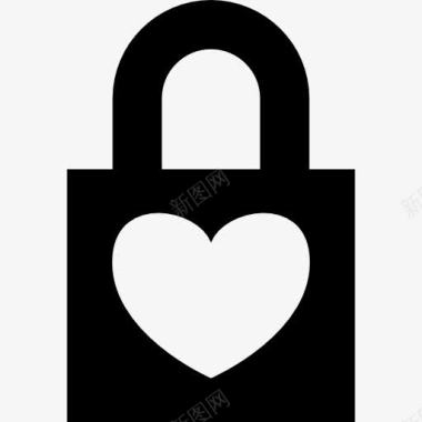 锁定的挂锁与心脏图标图标