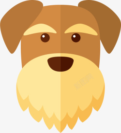 褐色狗头老年手绘卡通褐色狗头高清图片