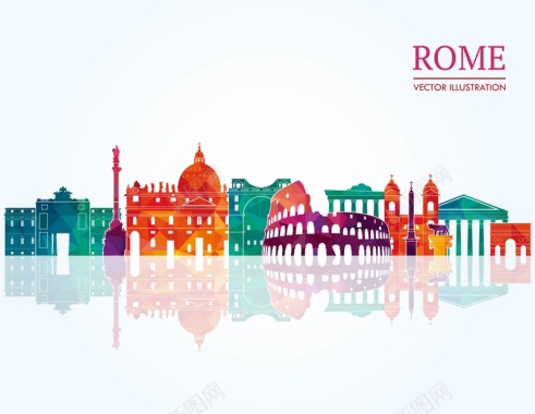 罗马城市建筑背景模板矢量图背景