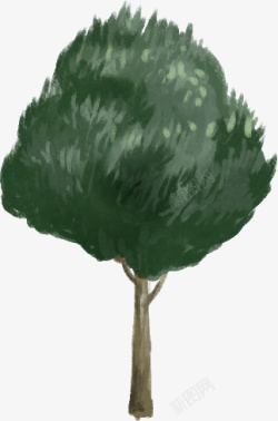 可爱手绘绿树素材