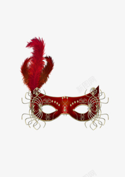 红色眼罩万圣节红色羽毛眼罩高清图片