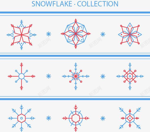 抽象雪花矢量图ai免抠素材_新图网 https://ixintu.com 免扣png素材 免费png素材 圣诞雪花 彩色雪花 扁平设计 矢量图