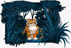 丛林老虎手绘丛林中的老虎高清图片