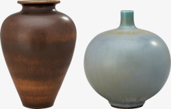 两个陶瓷花瓶抠图素材