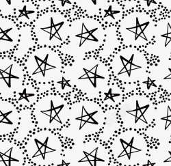 手绘五角星花纹矢量图素材