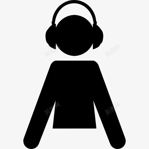 男性卡通剪影与耳机图标png_新图网 https://ixintu.com 人 卡通 男 男孩 耳机