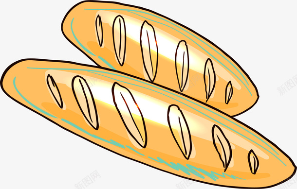 黄色卡通面包png免抠素材_新图网 https://ixintu.com 卡通面包 手绘美食 法棍面包 简约食物 装饰图案 黄色面包