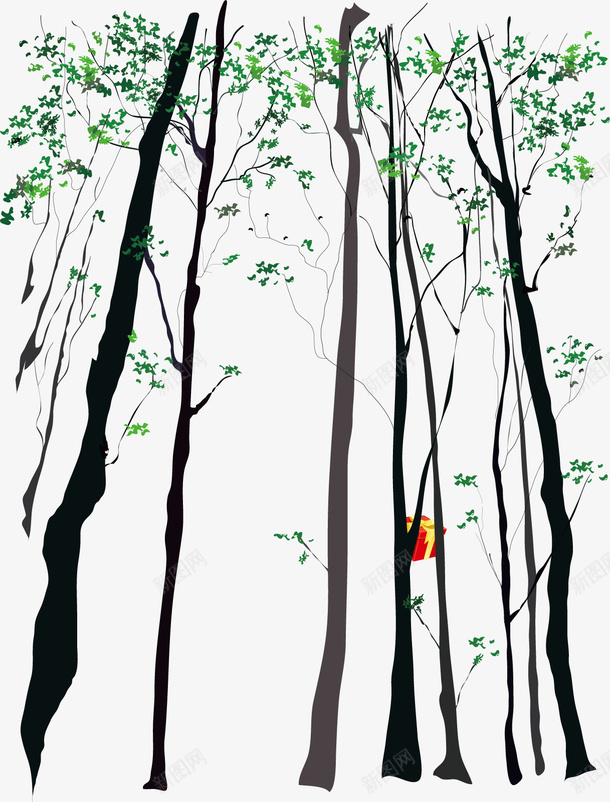 装饰图案手绘树林矢量图ai免抠素材_新图网 https://ixintu.com 手绘 树林 装饰图案 矢量图