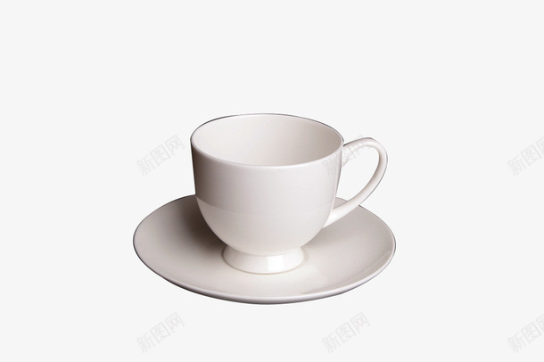 白色茶杯psd免抠素材_新图网 https://ixintu.com 圆形 带把手 托盘 白色