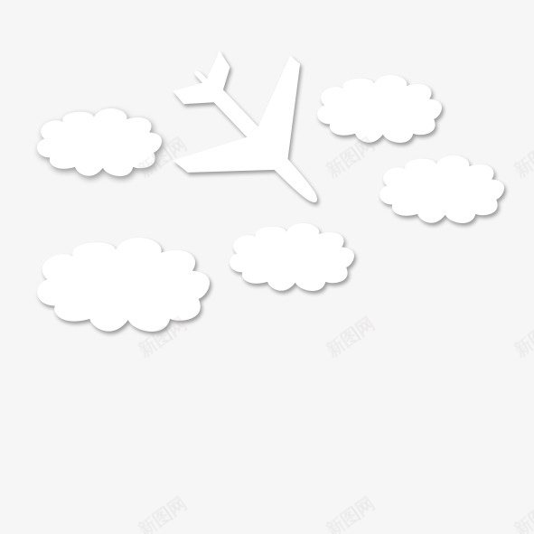 漂浮白云飞机psd免抠素材_新图网 https://ixintu.com 平面设计 漂浮 白云 装饰 飞机