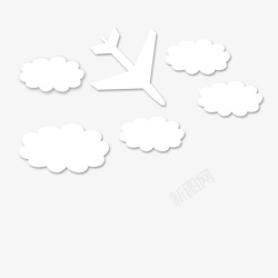 平面漂浮素材星座漂浮白云飞机高清图片