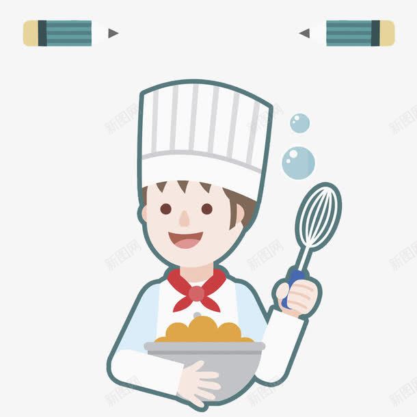 可爱的厨师png免抠素材_新图网 https://ixintu.com 卡通 厨师 可爱的 铅笔 面点师傅 高兴地 鸡蛋