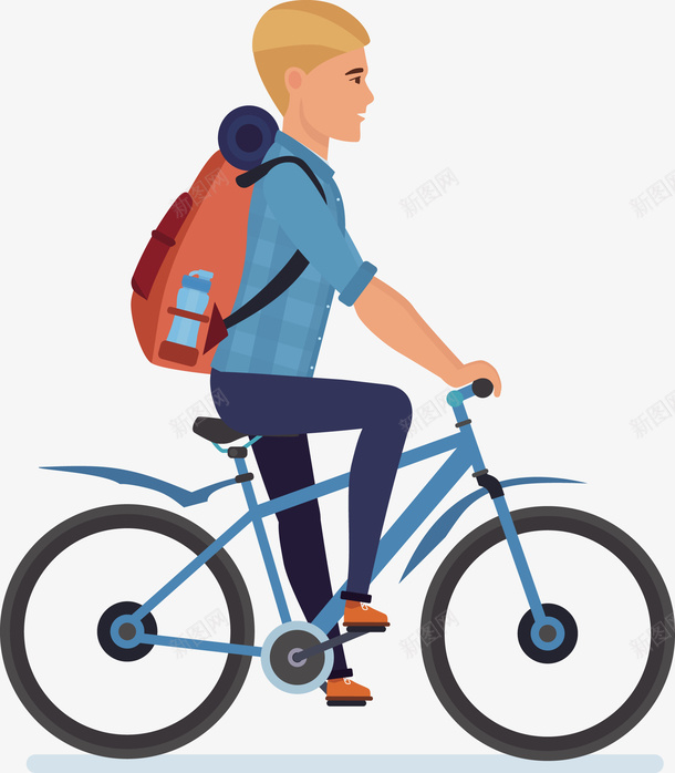 骑自行车的男士矢量图eps免抠素材_新图网 https://ixintu.com 矢量男子 自行车 蓝色 蓝色自行车 骑车 骑车PNG 矢量图