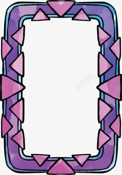 紫色三角手绘相框矢量图素材