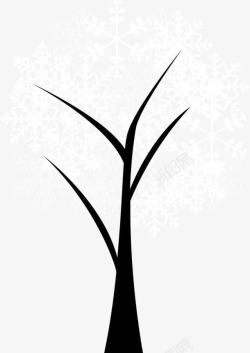 卡通手绘雪花树素材