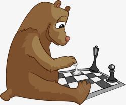 卡通国际象棋狗熊下国际象棋高清图片