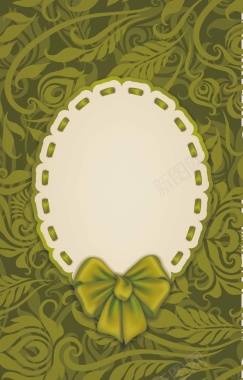 绿色花纹上的圆盘蝴蝶结背景矢量图背景