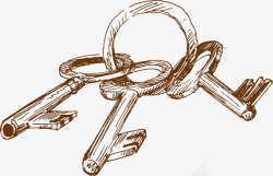 手绘钥匙串图样手绘精美复古简约钥匙串矢量图高清图片