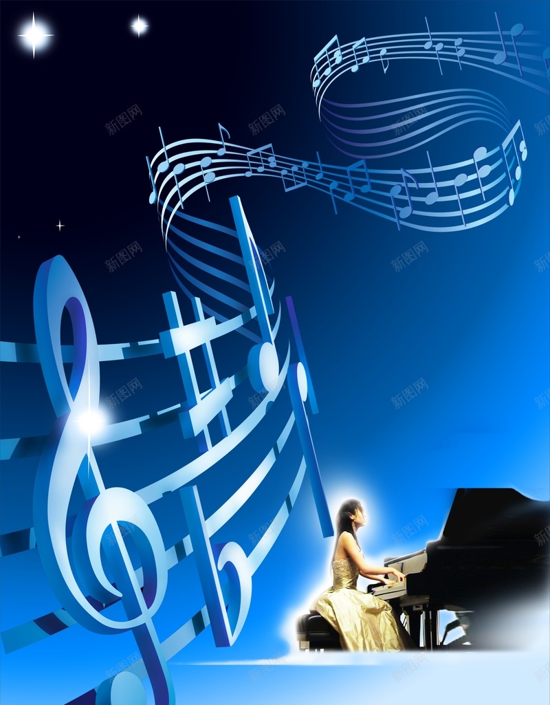 商务蓝色音符钢琴背景cdr设计背景_新图网 https://ixintu.com 商务 科幻 科技 蓝色 钢琴 音符