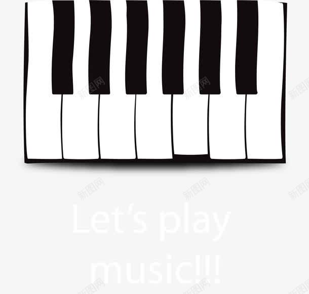 钢琴键元素png免抠素材_新图网 https://ixintu.com 乐器 弹琴 键盘 黑白