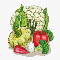 卡通美食装饰插画蔬菜素材