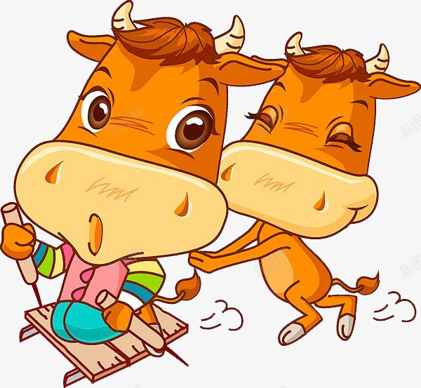 两只小牛png免抠素材_新图网 https://ixintu.com png图形 png装饰 动物 卡通 小牛 牛宝宝 装饰