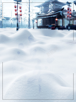 古建筑雪冬天古风雪景广告背景高清图片