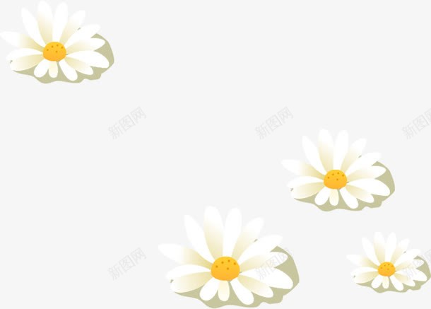 白色卡通手绘雏菊花朵png免抠素材_新图网 https://ixintu.com 卡通 白色 花朵