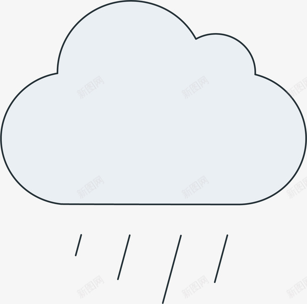 清新下雨天装饰图标png_新图网 https://ixintu.com 下雨天 云朵 卡通简约 矢量图案 装饰图 雨滴