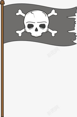 海盗寻宝灰色骷髅海盗旗高清图片