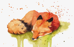 睡觉的狐狸矢量图素材