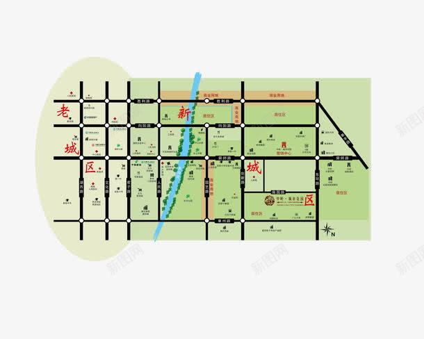 房地产区位图png免抠素材_新图网 https://ixintu.com 主干道 区位图 房地产 矢量素材