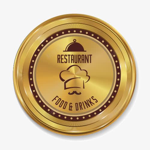 餐厅标志创意图标png_新图网 https://ixintu.com EPS 圆形 金色 餐厅标志 餐饮图标